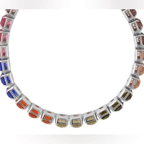 Set of Austrian crystal tennis bracelet and bracelet buddy. 7.5” Silvertone. - Picture 5 of 7